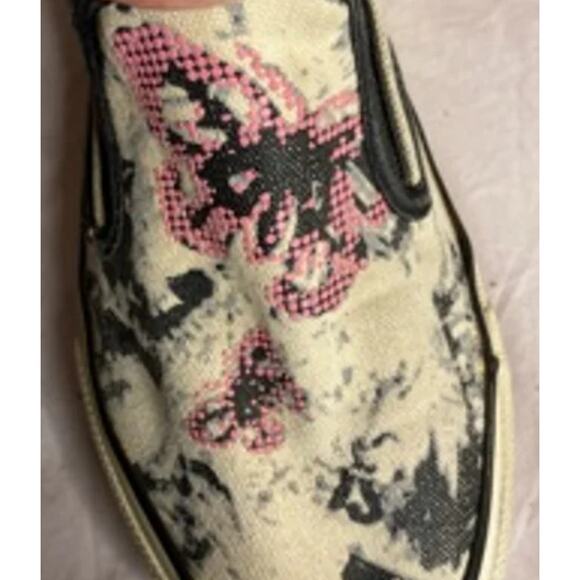 Distressed Butterfly Print Converse Slip-On Sneakers Beige/Black Women’s 7.5 - Picture 7 of 10